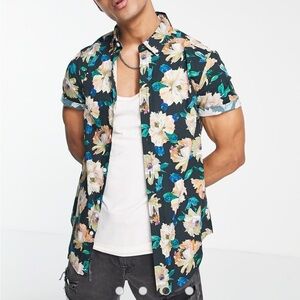 ASOS Black Floral Casual Shirt